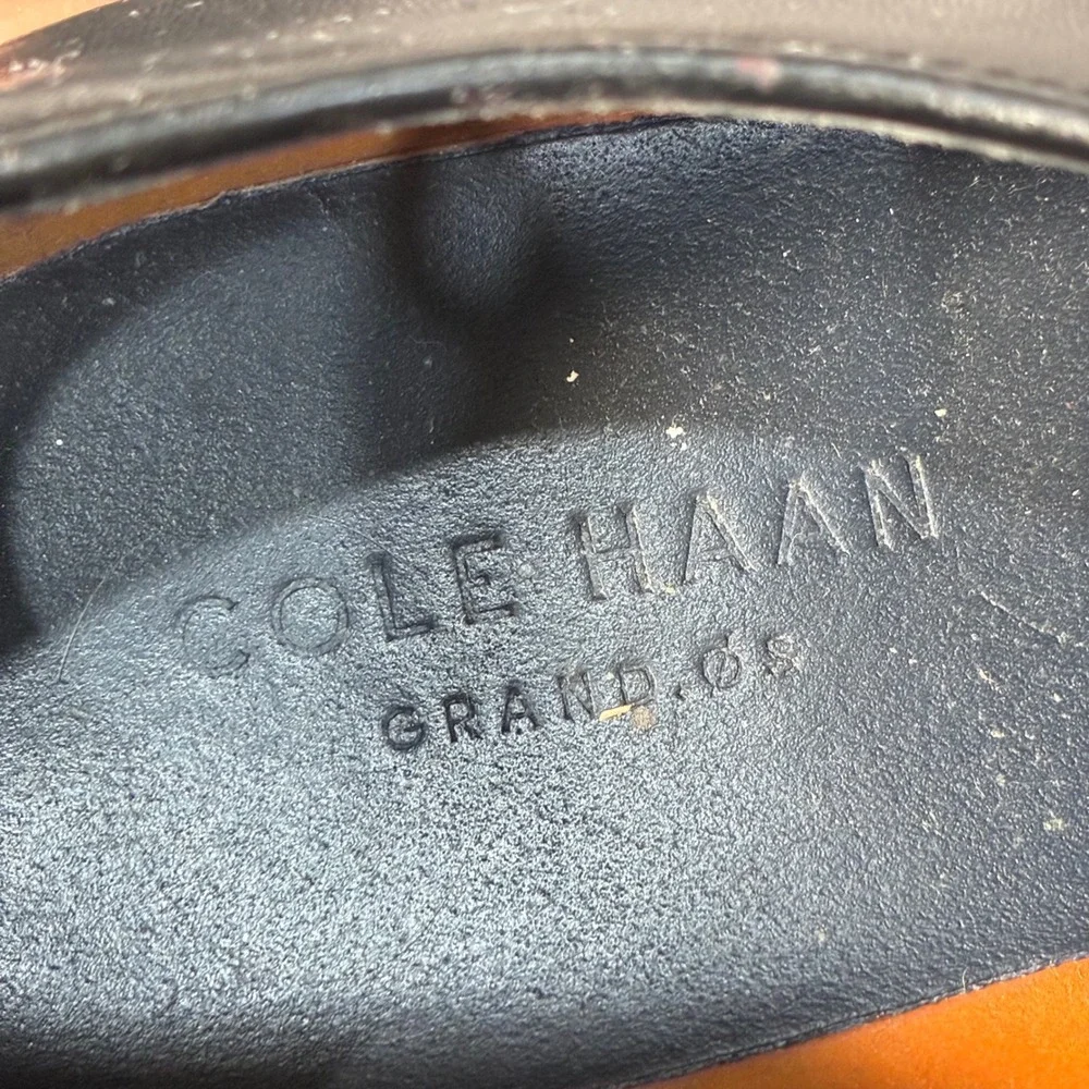 Cole Haan Grand.OS Cap Toe Derby Shoes Mens Black Leather Sz.10M‎